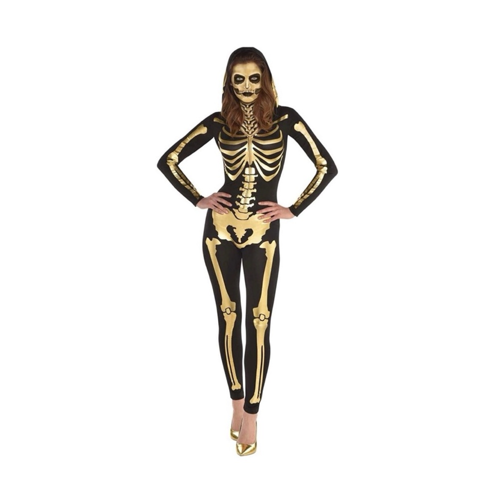 24 Carat Bones Gold Skeleton Halloween Costume XL